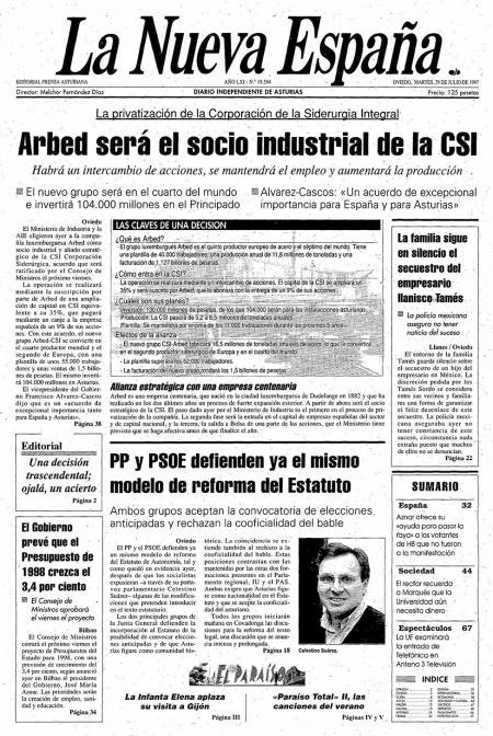 Portada Martes 29 de  de 1997
