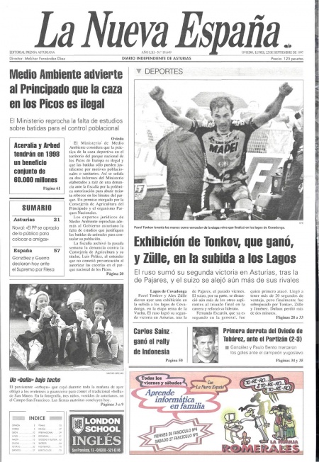 Portada Lunes 22 de  de 1997