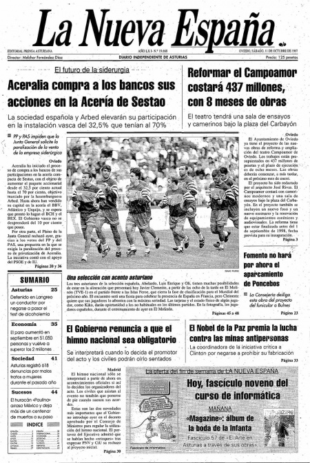 Portada Sábado 11 de Octubre de 1997