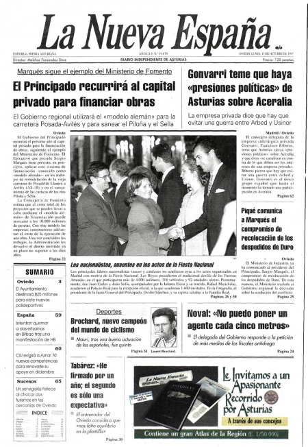 Portada Lunes 13 de Octubre de 1997