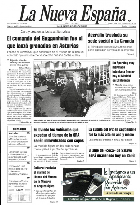 Portada Miércoles 15 de Octubre de 1997