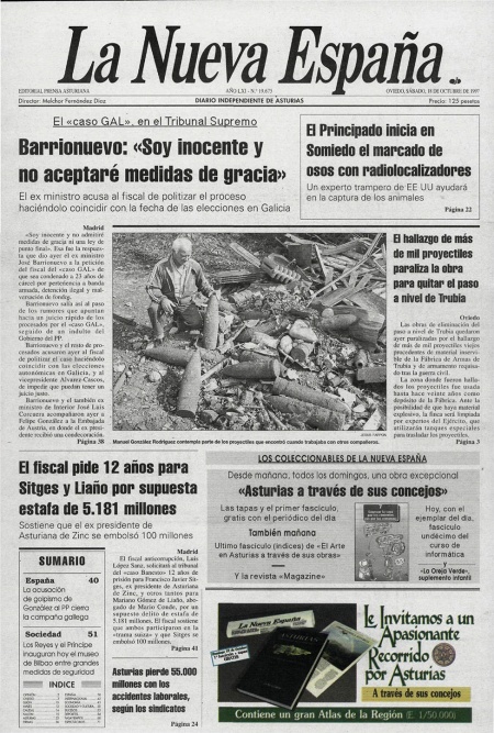 Portada Sábado 18 de Octubre de 1997