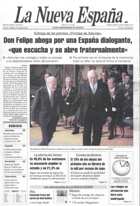 Portada Sábado 25 de Octubre de 1997