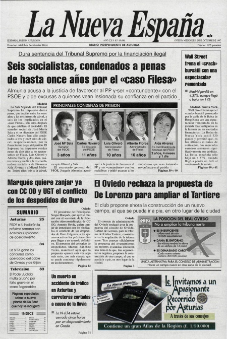 Portada Miércoles 29 de Octubre de 1997