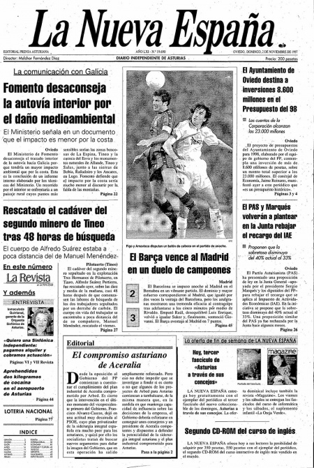 Portada Domingo 2 de Noviembre de 1997