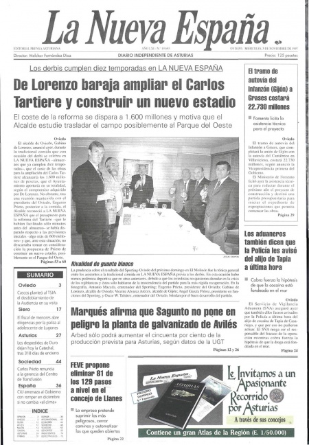 Portada Miércoles 5 de Noviembre de 1997