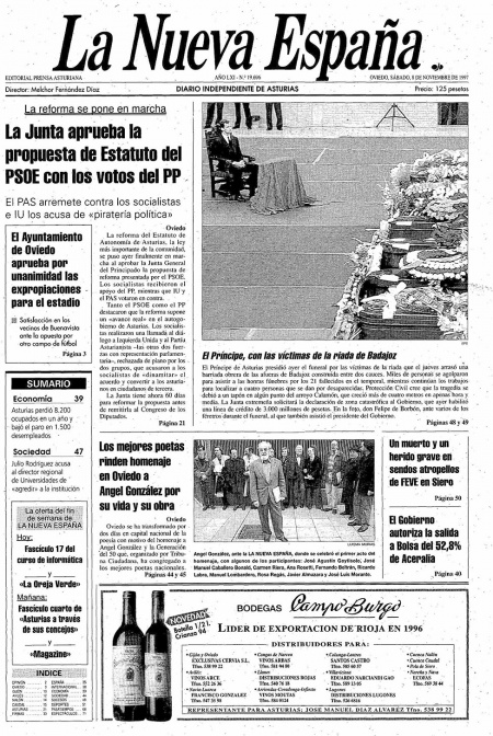 Portada Sábado 8 de Noviembre de 1997