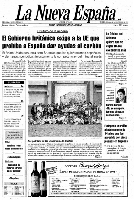 Portada Sábado 15 de Noviembre de 1997
