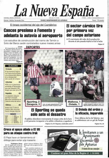 Portada Lunes 17 de Noviembre de 1997