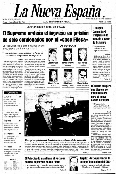 Portada Miércoles 19 de Noviembre de 1997