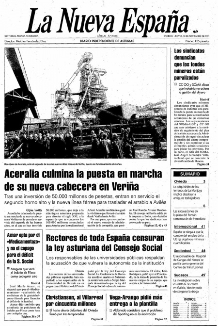 Portada Jueves 20 de Noviembre de 1997