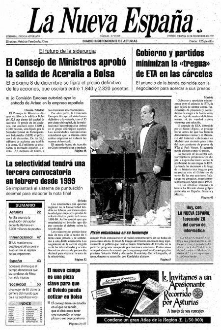 Portada Viernes 21 de Noviembre de 1997