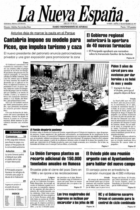 Portada Jueves 27 de Noviembre de 1997