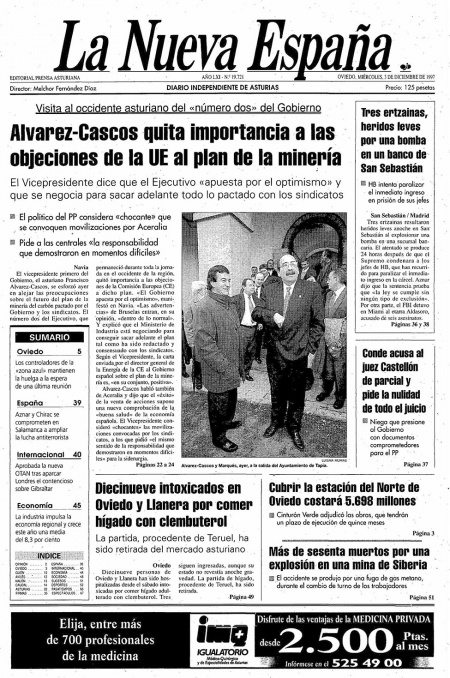 Portada Miércoles 3 de Diciembre de 1997