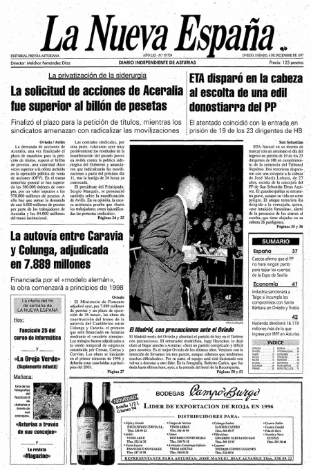 Portada Sábado 6 de Diciembre de 1997