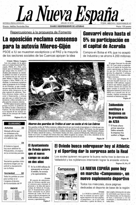 Portada Miércoles 17 de Diciembre de 1997