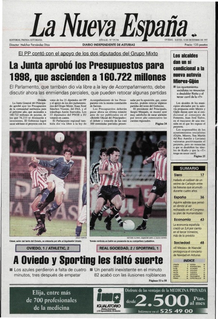 Portada Jueves 18 de Diciembre de 1997