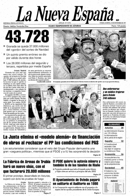 Portada Martes 23 de Diciembre de 1997