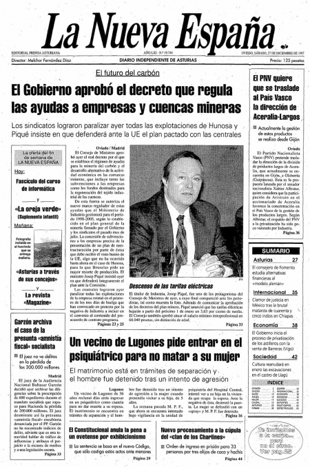 Portada Sábado 27 de Diciembre de 1997