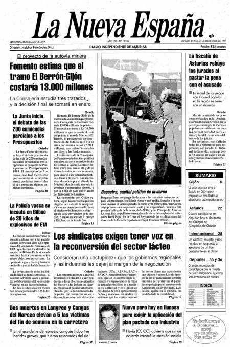 Portada Lunes 29 de Diciembre de 1997