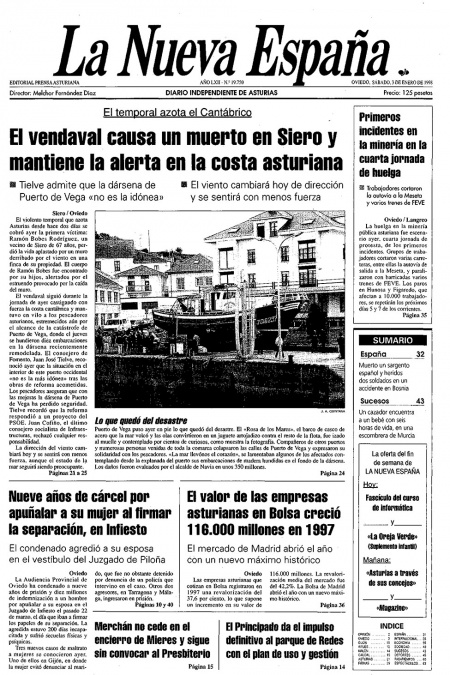 Portada Sábado 3 de  de 1998