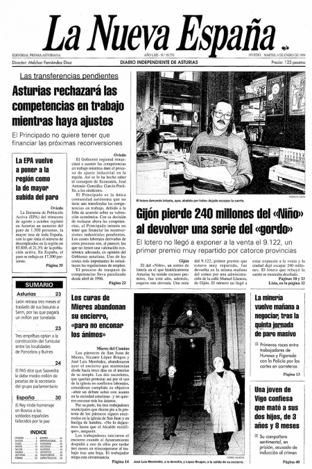 Portada Martes 6 de  de 1998