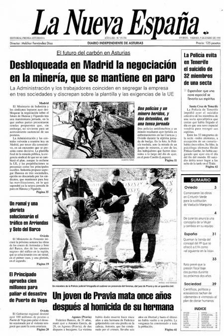 Portada Viernes 9 de  de 1998