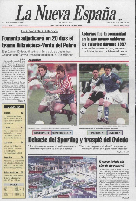 Portada Lunes 12 de  de 1998