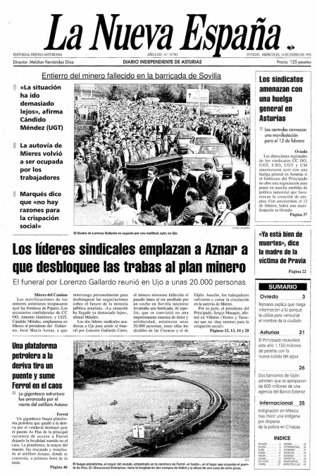Portada Miércoles 14 de  de 1998