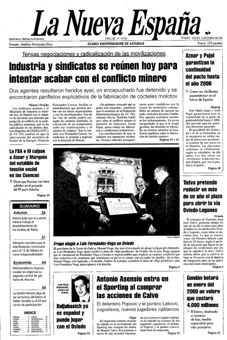 Portada Jueves 15 de  de 1998