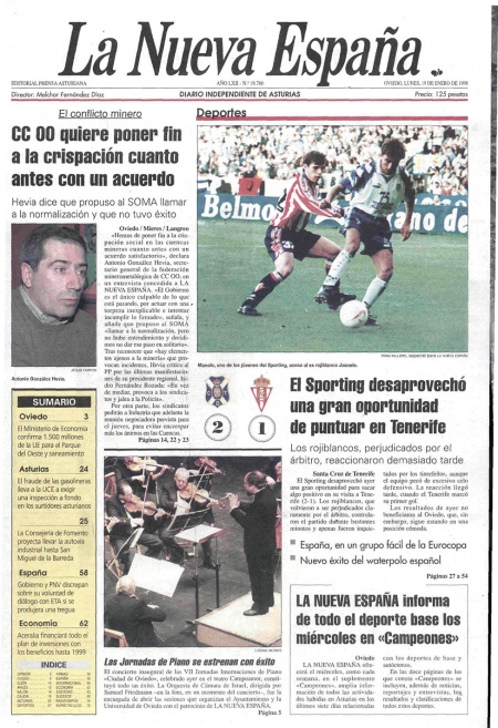 Portada Lunes 19 de  de 1998