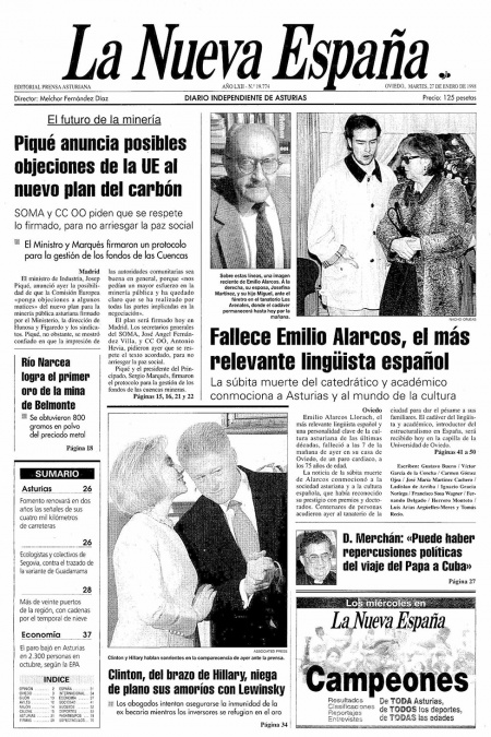 Portada Martes 27 de  de 1998