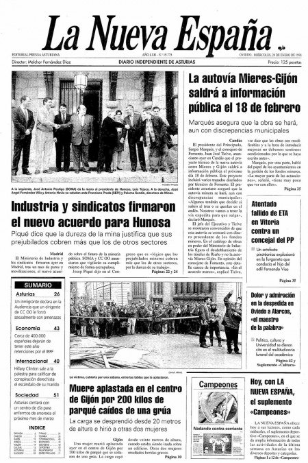 Portada Miércoles 28 de  de 1998