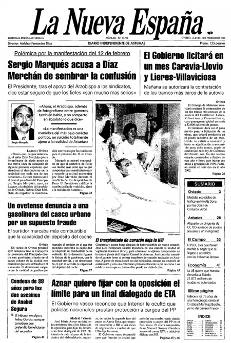 Portada Jueves 5 de  de 1998