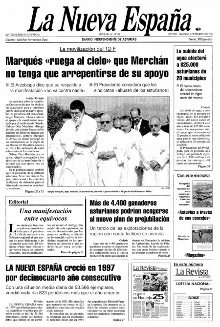 Portada Domingo 8 de  de 1998