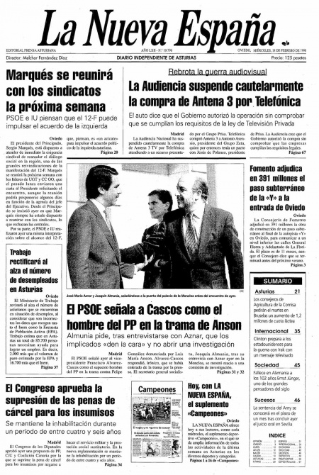 Portada Miércoles 18 de  de 1998