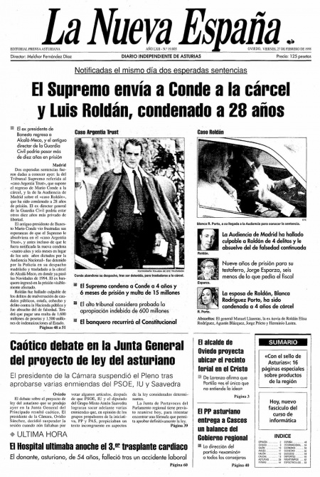 Portada Viernes 27 de  de 1998
