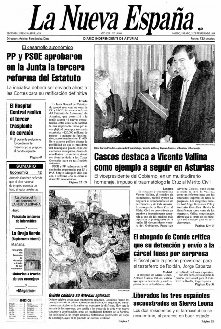 Portada Sábado 28 de  de 1998