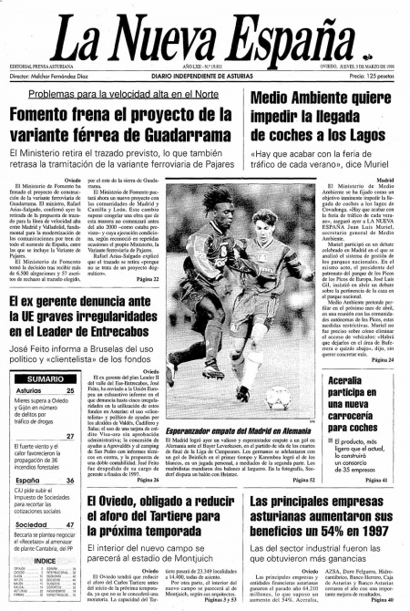 Portada Jueves 5 de  de 1998
