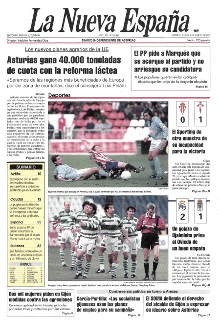 Portada Lunes 9 de  de 1998