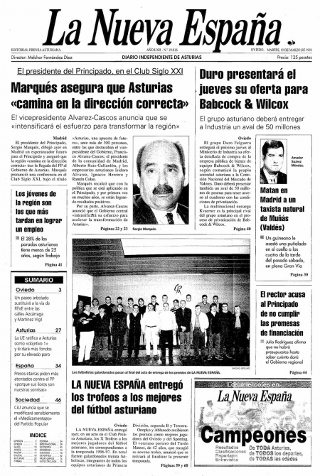 Portada Martes 10 de  de 1998