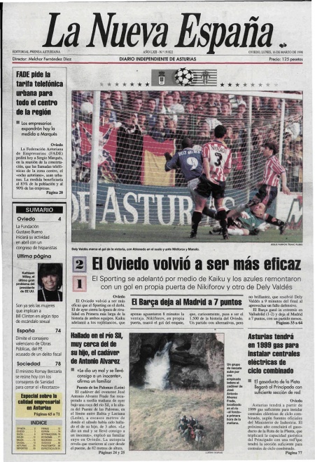 Portada Lunes 16 de  de 1998