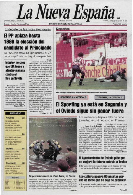Portada Lunes 23 de  de 1998