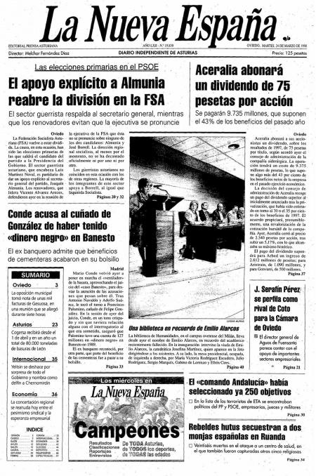 Portada Martes 24 de  de 1998