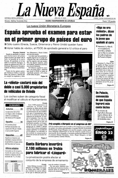 Portada Jueves 26 de  de 1998