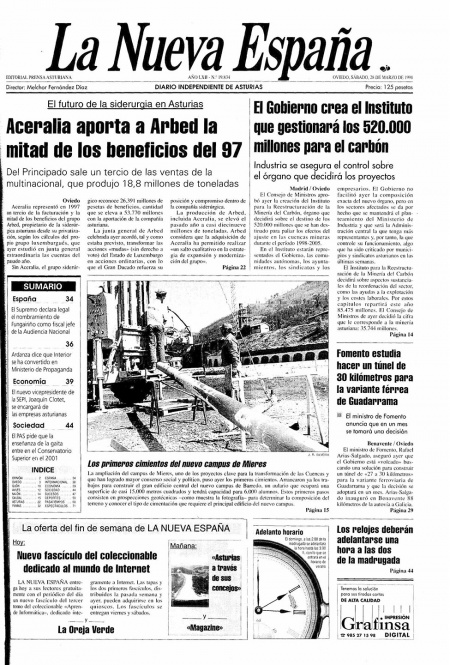 Portada Sábado 28 de  de 1998