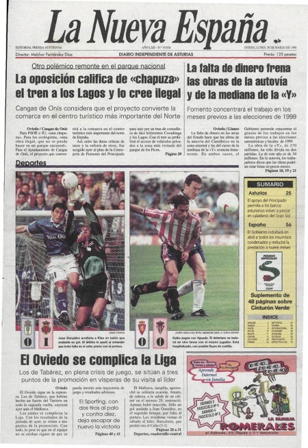 Portada Lunes 30 de  de 1998