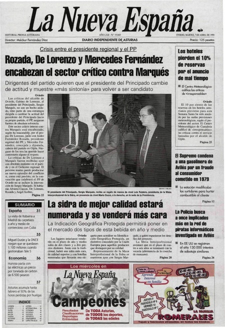 Portada Martes 7 de  de 1998