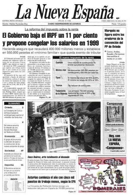 Portada Miércoles 8 de  de 1998