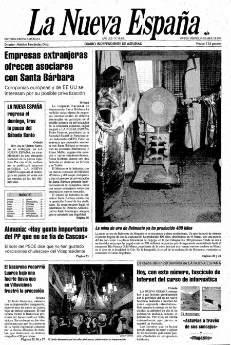 Portada Viernes 10 de  de 1998